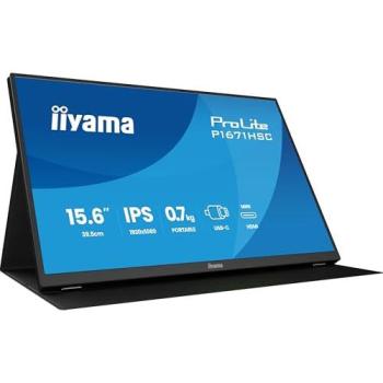 Monitor Portátil iiyama ProLite P1671HSC-B1 15.6 Full HD IPS USB-C con Altavoces y Funda de Cuero