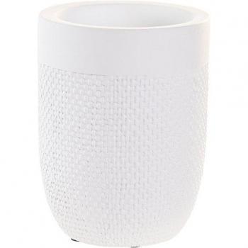 Vaso de cemento blanco mate con medidas 8x8x10,5 cm para decoración del hogar