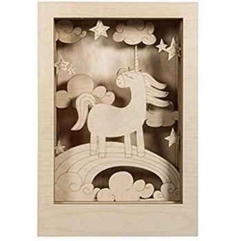 Marco decorativo de madera 3D - 20 x 30 x 6.5 cm - Licorne - Kit creativo para armar - FSC 100%
