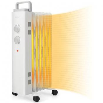 1500W Electric Oil Filled Radiant Space Heater with Universal Wheels and 3 Heat Settings