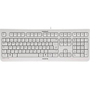 Cherry KC 1000, international layout, QWERTY keyboard, wired keyboard, Blue Angel, GS-approved, flat design, whisper-quiet keystroke, white-grey
