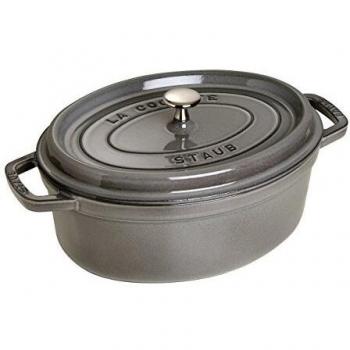Staub Oval Cocotte 33 cm Graphite Gray Cast Iron Pot with Lid