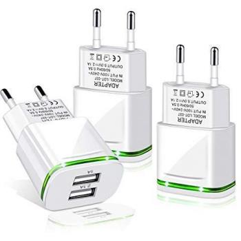 LUOATIP Cargador USB, 3-PACK 2.1A 5V Universal Doble Puertos Corriente Enchufe Movil de Pared Adaptador Replacement for iPhone 11 X Xs/Xs Max XR 8 7 6 6S Plus SE 2020 5S, Samsung S9 S8 S7, Android