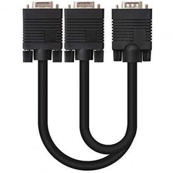 NanoCable 10.15.2000 - Cable bifurcador SVGA para duplicar la señal de salida, HDB15/M-2xHDB15/H, negro, 45 cm [España]