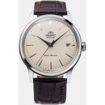 Orient Classic Bambino Automatic Men's Watch with Champagne Dial and Brown Leather Strap