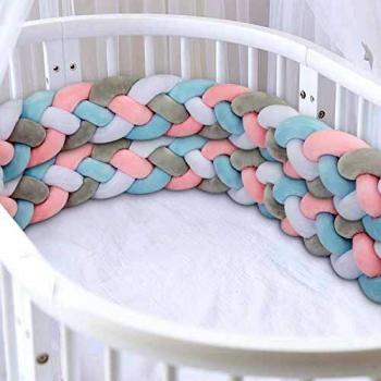 Luchild Protector Cuna Bebe Parachoques Cuna Longitud 2.2m Protector de Trenzas Cojín de Serpiente para Decoración del Hogar