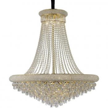 Lámpara colgante Alexetra 20 bombillas oro / cristal, araña de techo colgante 20 luces oro francés, cristal