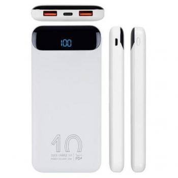 Powerbank Rivacase VA2540, 10.000mAh, Carga Rápida 3.0, Pantalla LCD Blanca