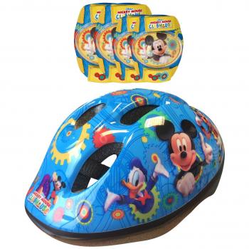 Casco Infantil con Rodilleras y Coderas Mickey Mouse para Niños mayores de 3 Años