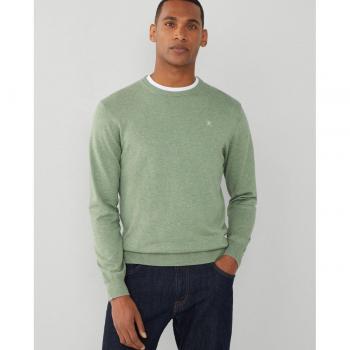 Jersey de seda verde con cuello redondo y logo bordado