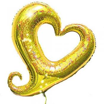 Burton & Burton Globo de oro holográfico en forma de corazón de 94 cm