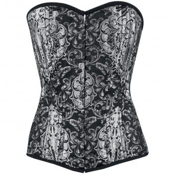 Burleska Versatile Overbust Corsé Negro/Plateado M