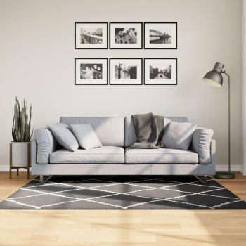 Alfombra Shaggy PAMPLONA negra y crema 120x170 cm