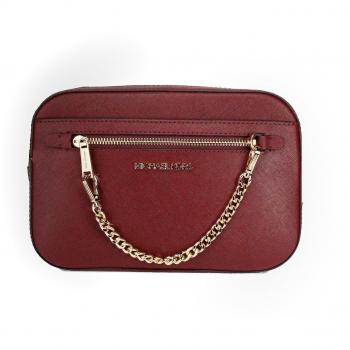Jet Set East West Large Dark Cherry Leather Zip Chain Crossbody Bag