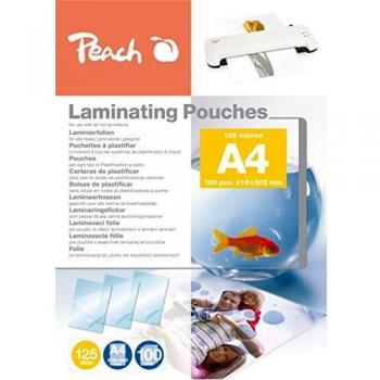 Pouches de Laminado A4 Peach, 125 mic, Brillantes, Set de 100 Piezas