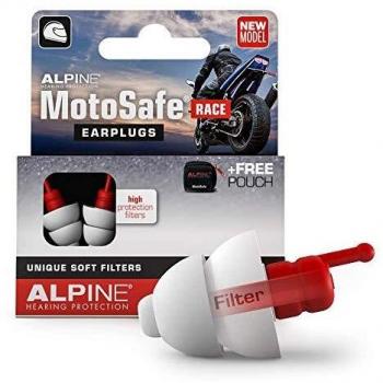 Alpine MotoSafe Race Motorcycle Earplugs - Prevents Hearing Damage While Motorcycling and Traffic Still Audible - Comfortable Hypoallergenic Motorbike Earplugs - Reusable Earplugs