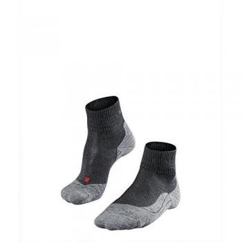 Falke TK5 Short Hiking Socks - Men's Anti-Blister Wool, Grey (Asphalt Melange) 44-45