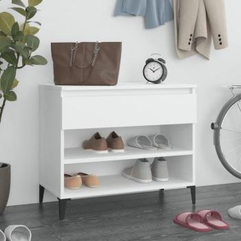 Mueble zapatero vidaXL de madera contrachapada 70x36x60 cm en color blanco brillante y gris sonoma