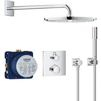 Grohe - Bundle Rainshower 310 +Grohtherm new Square + set Sena - Sistema de ducha 2 cabezales, Cromo, Pared, 310 mm