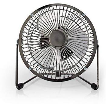 NEDIS Ventilador de Mesa Miniventilador Metálico - Diámetro de 15 cm - Rotación de 360° - Alimentación USB - Negro Gris Gunmetal 1.00 m