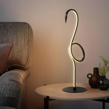 Lámpara de mesa LED Flamingo negra de metal, 50 cm de altura, 6W y 420 lm