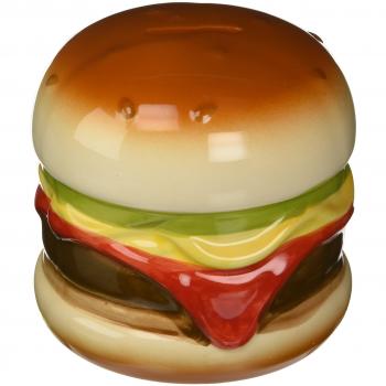 Hucha de Cerámica en Forma de Hamburguesa con Cerradura y Llave, 15 cm