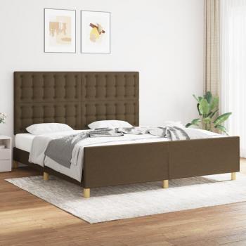 Cama con cabecero tapizado en tela marrón oscuro 180x200 cm