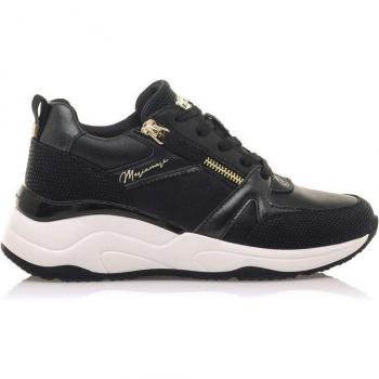 MARIAMARE 63343 Zapatillas Deportivas para Mujer, Color Negro, con Cierre de Cordones, Puntera Redonda y Detalle de Cremallera