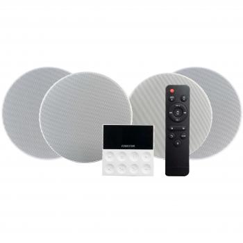 Fonestar KS-WALL-4 Kit Amplificador de Pared con Bluetooth/USB/FM/AUX y 4 Altavoces de Techo de 6