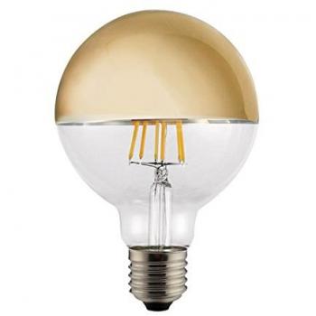 CristalRecord - Bombilla globo elegante vintage muy decorativa LED, Dorado y Transparente, Luz Cálida, Casquillo E27, 6W, Ø125 mm
