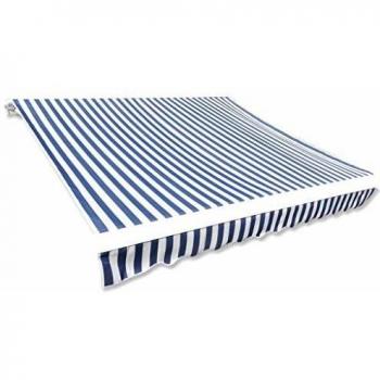 vidaXL Toldo Lona Azul Blanco 436x296 cm Techo Tienda Carpa Marquesina Cenador