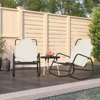 Ripple Sunbeds 2 piezas de acero y crema Textilene