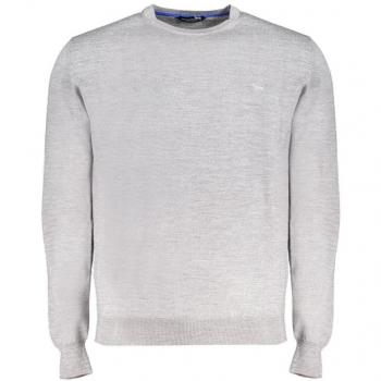 Harmont & Blaine Gray Wool Sweater - XXL, Round-neck Knitwear, Male, Size: 2XL, Wool Pullover with Logo Embroidery
