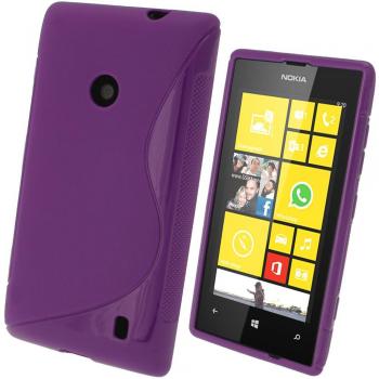 igadgitz S Line Viola Case TPU Gel Funda Cover Carcasa para Nokia Lumia 520 Windows Smartphone + Protector de pantalla
