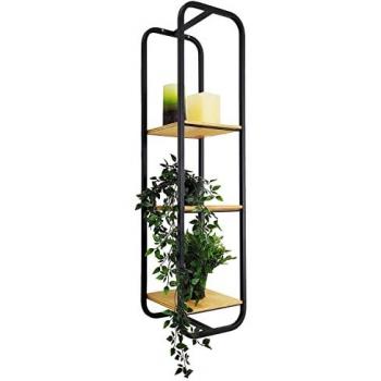 Estante de Pared Tecnokit Frank - 3 Estantes en Acero y Madera - Estilo Industrial Negro - 25x25x100 cm