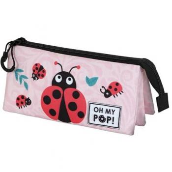 Estuche Portatodo Triple Ladybug Oh My Pop! Rosa, Tamaño Compacto, 23 x 11 cm, Karactermania