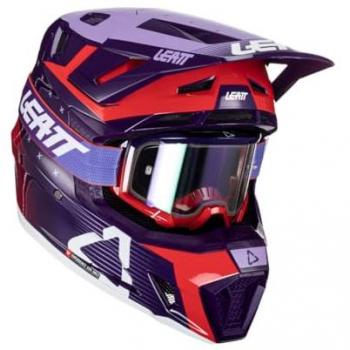 Leatt Casco de Cross 7.5 Moto con Gafas, Tecnología Turbina 360°, incluye gafas para moto