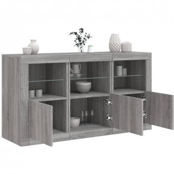 Aparador gris Sonoma con luces LED 123x37x67 cm