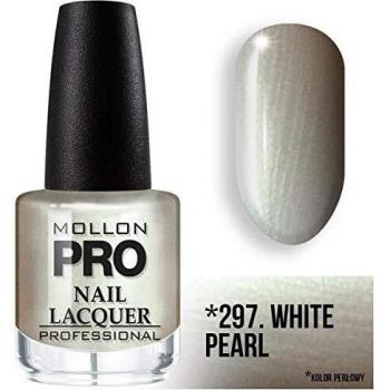 Esmalte de Uñas Mollon Pro 297 Perla Blanca, Larga Duración y Secado Rápido con Endurecedor, 15ml