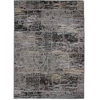 Tapis Decorativo DJERBA de Polipropileno 140 x 200 cm en Gris con Motivos Vintage y Orientales