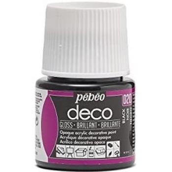 Pintura Acrílica Brillante Pébéo P.BO Déco 45ml - Negro Profundo