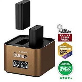 Hahnel ProCube 2 - Compatible with Olympus DSLR - Dual Twin Battery Charger for BLN-1, BLS-5 & BLH-1 – Built-in USB Charging Ports & AA Slots – Smart LCD with Top Up Charge - 12V Car Lead Included