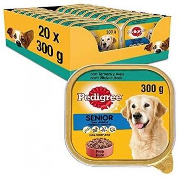 Pedigree Comida Húmeda para Perros Senior, Sabor Ternera y Aves en Paté