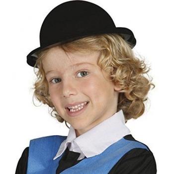 Guirca - Sombrero bombín flocado, para niños, color negro