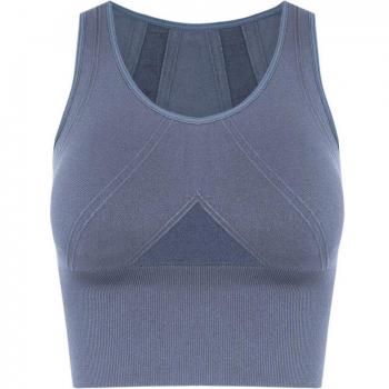 Top de Yoga Mandira Born Living Yoga en Gris Mediano con Diseño Sin Costuras y Materiales Sostenibles