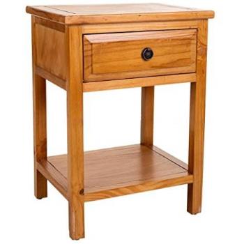Mesita de noche WANDERLUST DECO de madera marrón 45x36x62 cm estilo Colonial con 1 cajón