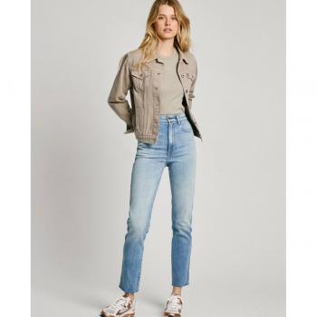 Vaquero recto de mujer slim de tiro alto con efecto desgastado Pepe Jeans