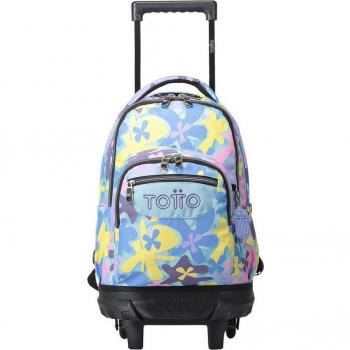 Mochila Escolar con Ruedas Totto Resma Pequeña Estampado Flores Hawaianas