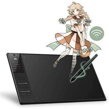 Huion WH1409 V2 8192 sensibilidad a la presión del lápiz Tableta gráfica inalámbrica con lápiz sin batería 12 Teclas Express para Mac y Windows