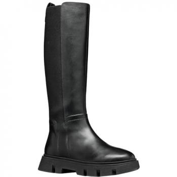 Botas de mujer Geox Vilde negras, tamaño 38, combinación de cuero